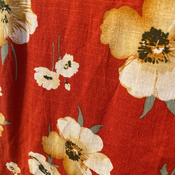 Red Floral Linen Mini Dress - Picture 11 of 14